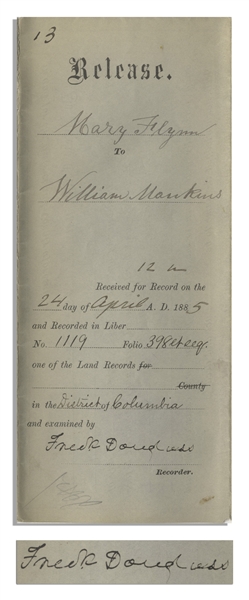 Frederick Douglass Document Signed as Recorder of Deeds